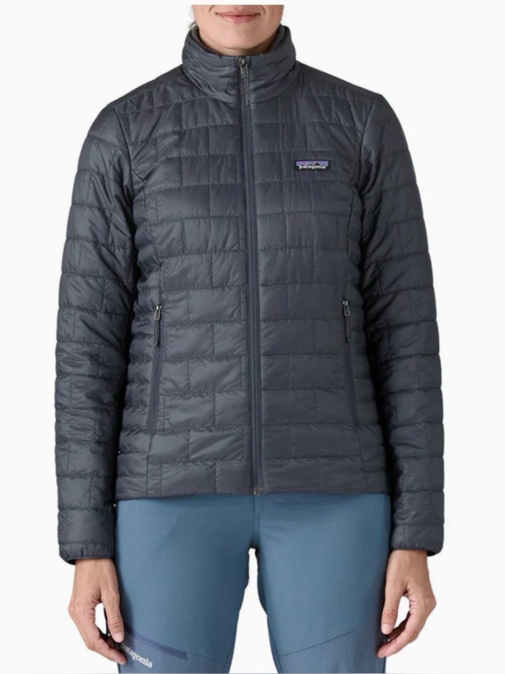 PATAGONIA Nano Puff Jacket Brick Quilted Pattern Navy Blue Women's Medium